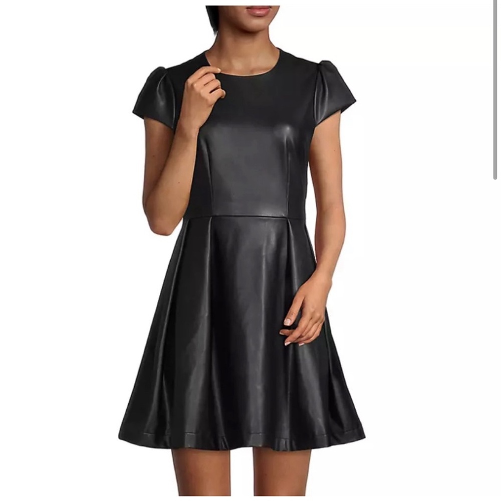 Rachel Parcell black faux leather A-line dress. Never worn size 2